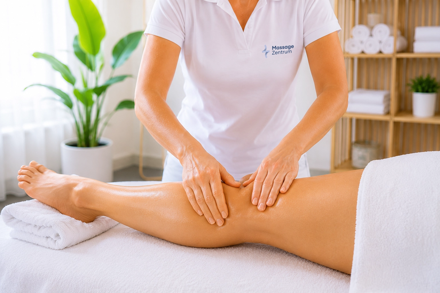 Manuelle Lymphdrainage am Bein bei Schwellungsgefühl – Praxis in Sursee